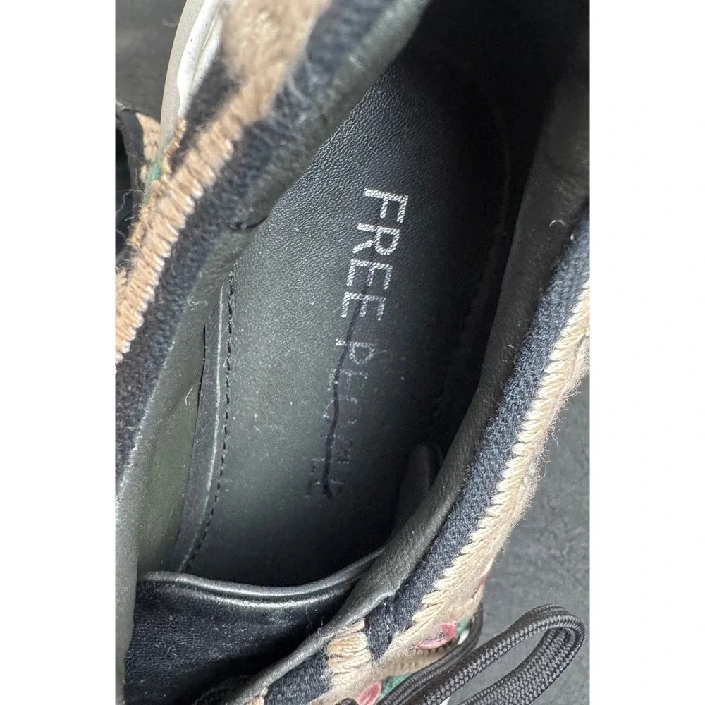 Free People Embroidered Mirror Sneakers Tan Black Multi Boho Platform 38